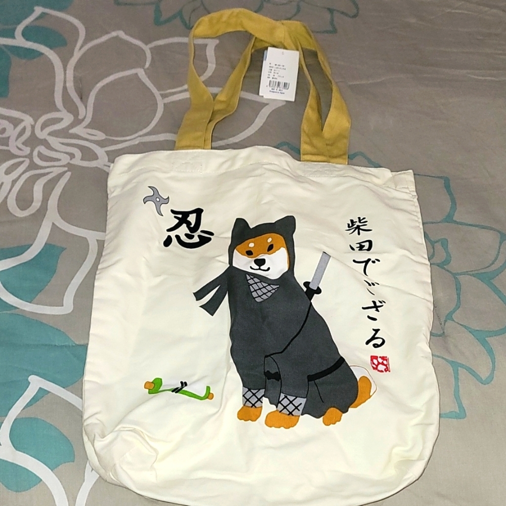 NWT🐶 Ninja Dog Canvas Tote Bag. Brand new with tags. 🐶⚔